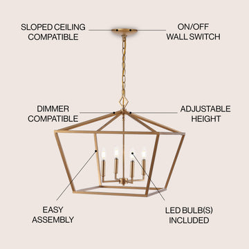 Gatsby 23" Adjustable Iron Rustic Glam LED Pendant